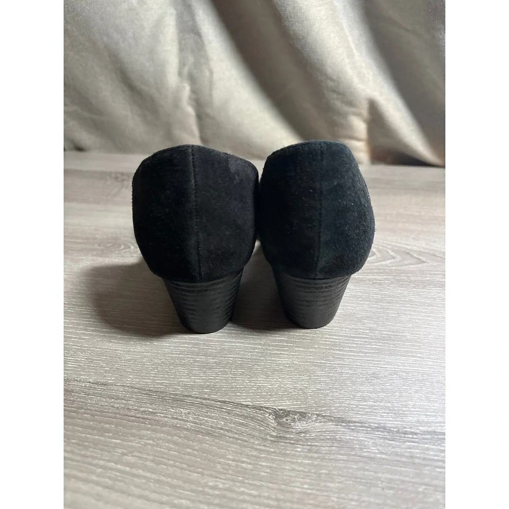 Eileen Fisher Womens 8 Black Suede d'Orsay Pointed Toe Wedge Pumps Career Office